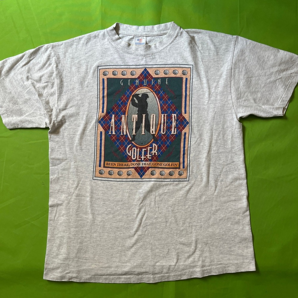 Vintage 1995 Genuine Antique Golfer T-Shirt XL Gray Laid Back Ent Single Stitch - Picture 1 of 7